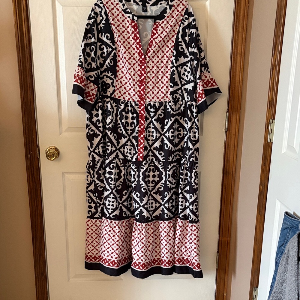 SHEIN new never worn Elegant Black and rust Patterned Dress